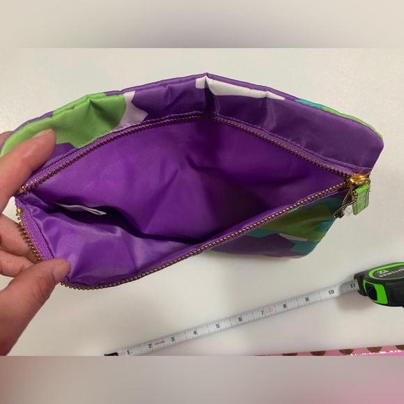 Sonia Kashuk makeup bag greens purple and white geometric print - Picture 4 of 6
